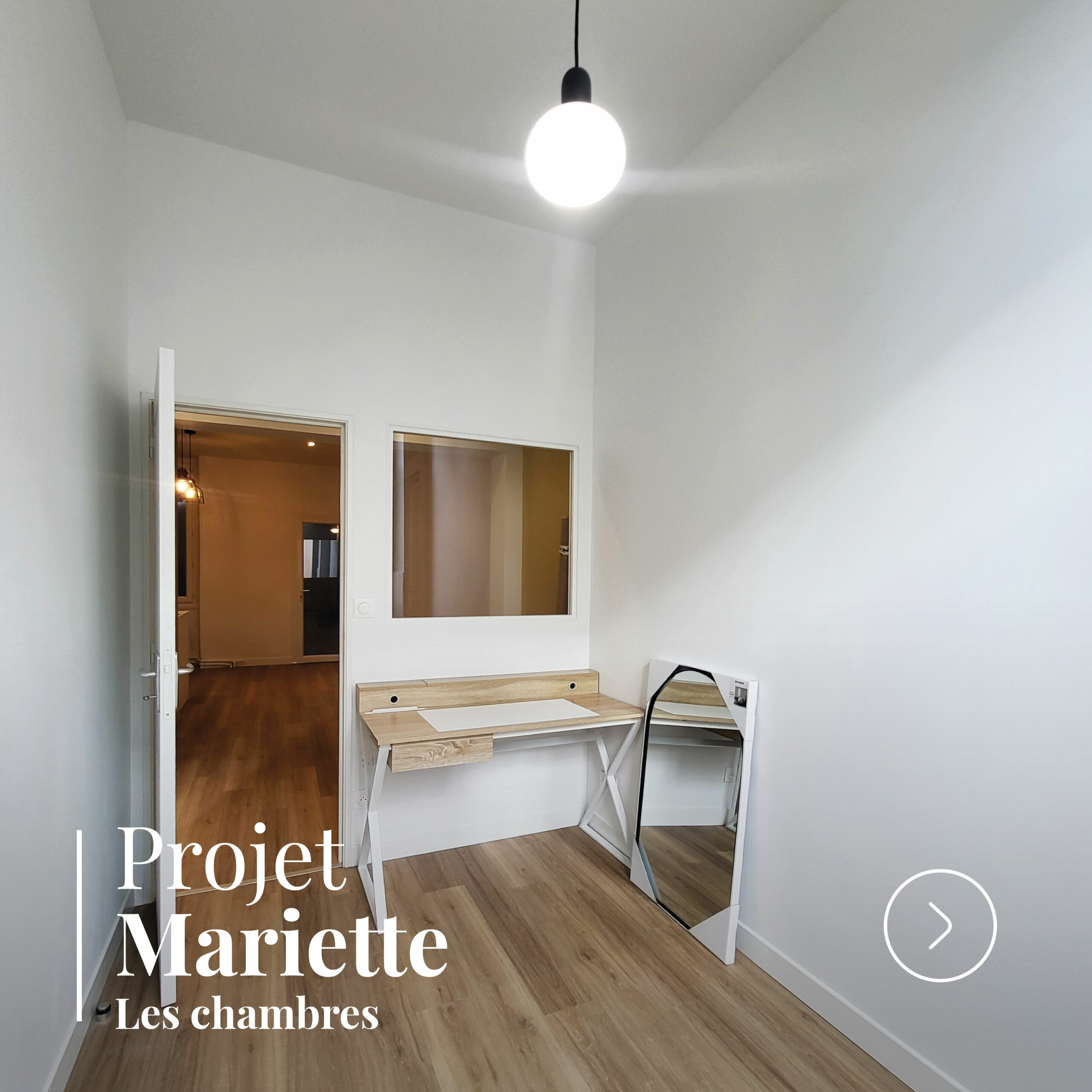 Chambre lumineuse après la transformation d’un appartement au Mans